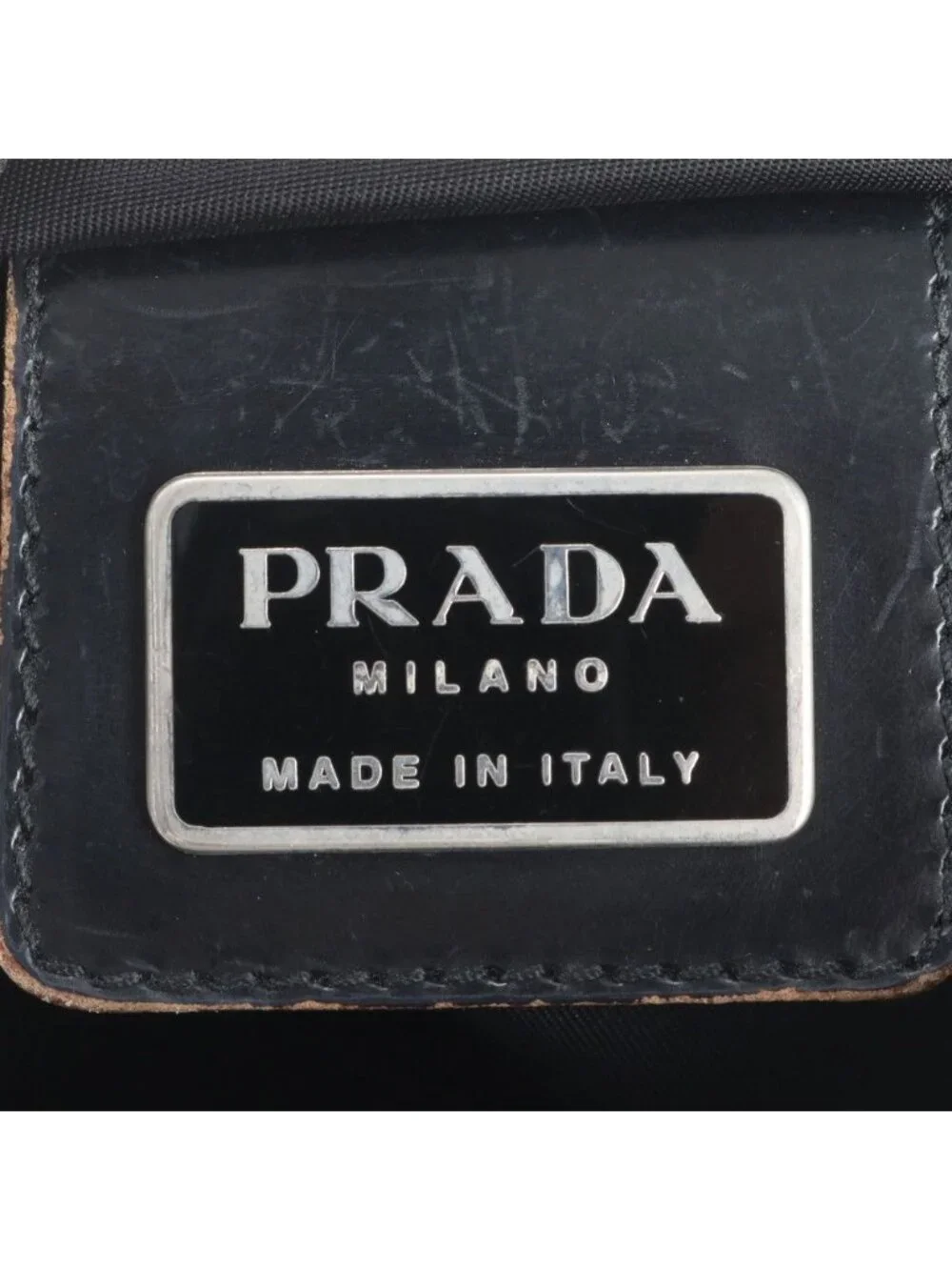 Prada Tessuto Nylon Triangle Logo Leather Shoulder Bag Crossbody Messenger Black